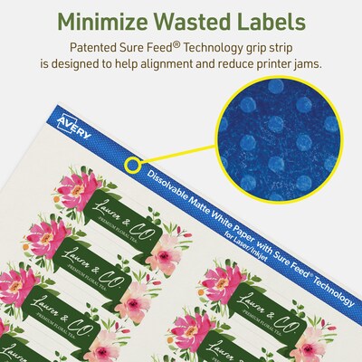 Avery Dissolvable Rectangle Multipurpose Labels, 1" x 3", Off-white, 80/Pack (94224)