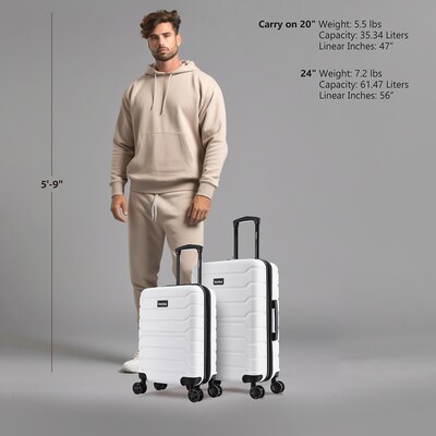 InUSA Trend 2-Piece Hardside Spinner Luggage Set, TSA Checkpoint Friendly, White (IUTRE0SM-WHI)