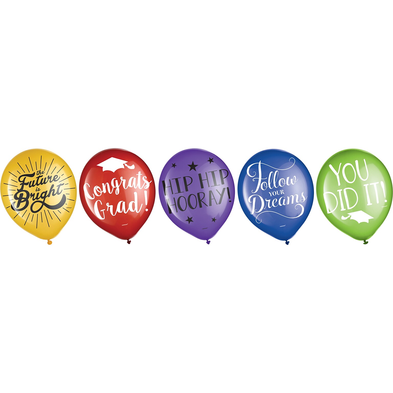 Amscan Graduation Balloons, Assorted Colors, 15/Set, 2 Sets/Pack (110364)