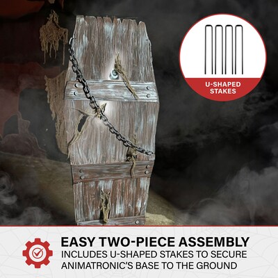 Haunted Hill Farm Lifesize Animated Coffin Prop (HHCOFF-2FLSA)