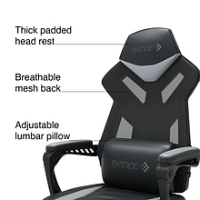 Staples Emerge Vomax Bonded Leather Ergonomic Gaming Chair, Black/White (61364)