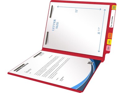 Medical Arts Press Heavy-Duty End Tab File Folder, Straight Cut, Letter-Size, Red, 40/Box (S-09459-RED)