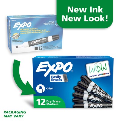 Expo Low Odor Tank Dry Erase Marker, Chisel Tip, Black, 12/Pack (80001)