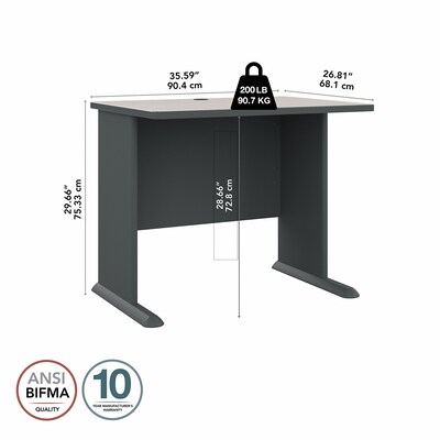 Bush Business Furniture Cubix 36"W Desk, Slate/White Spectrum (WC8436A)