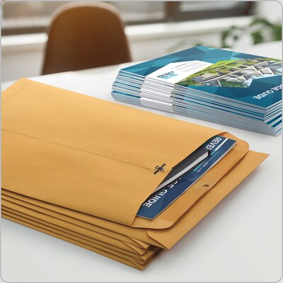 Quality Park Clasp & Moistenable Glue Kraft Catalog Envelopes, 9" x 12", Brown Kraft, 100/Box (QUA37890)
