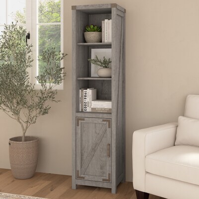 Bush Furniture Knoxville 72H 5-Shelf Bookcase with Door, Restored Gray (CGB118RTG-03)