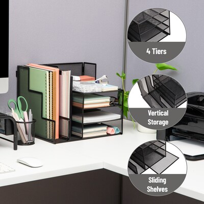 Mind Reader Metal Desk Organizer, Black (FOLDFILE-BLK)