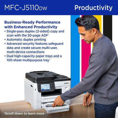 Brother INKvestment MFC-J5110DW Wireless Color All-In-One Inkjet Printer, Best for Home Office