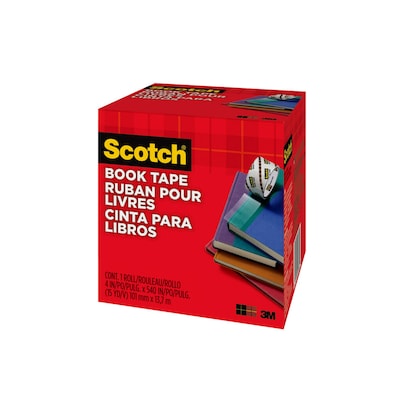 Scotch Book Transparent Clear Tape, 4 x 15 yds., 3 Core, Transparent (8454)
