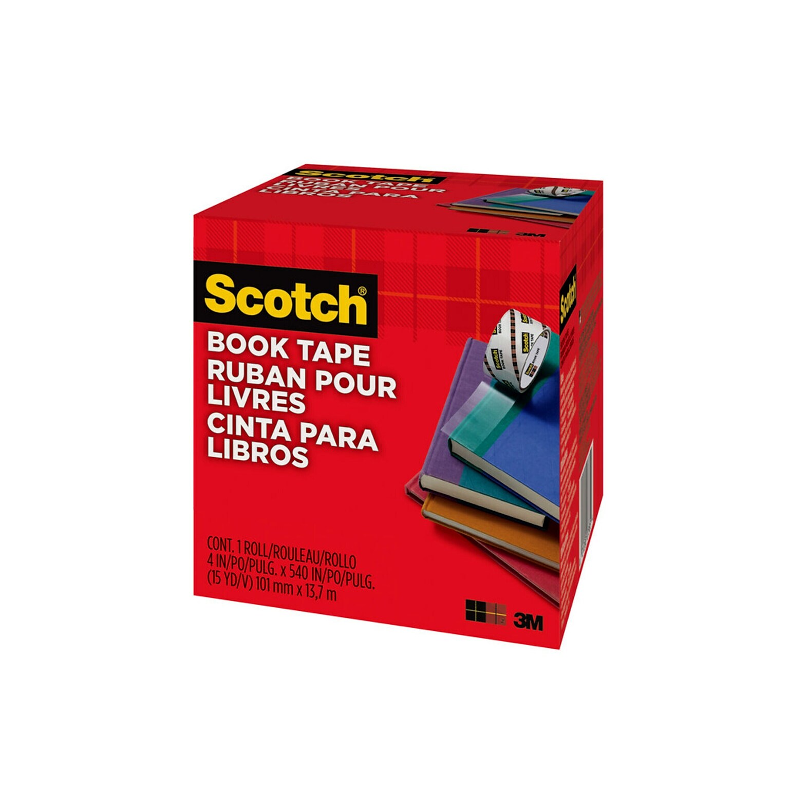 Scotch Book Transparent Clear Tape, 4 x 15 yds., 3 Core, Transparent (8454)