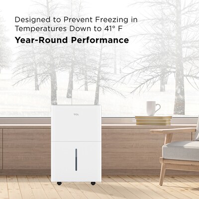 TCL Energy Star 50-Pint Portable Dehumidifier, Wi-Fi Enabled, Covers up to 4500 sq. ft., White (H50D44W)