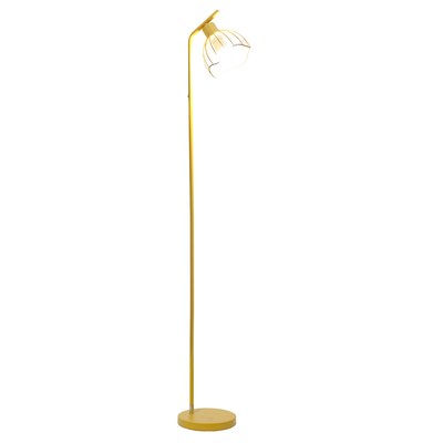 Simple Designs Sleek Essentials 54.5 Metal Floor Lamp with Wire Cage Shade, Yellow (LF1050-YLW)