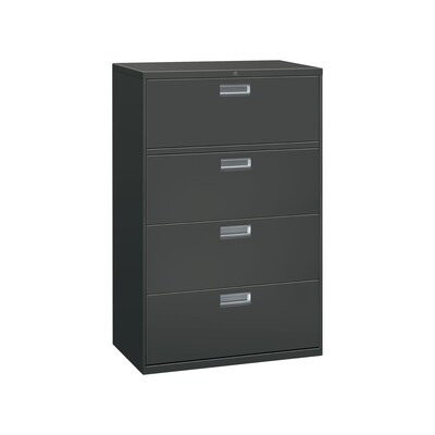 HON Brigade 600 Series 4-Drawer Lateral File Cabinet, Locking, Letter/Legal, Charcoal, 36W (H684.L.S)