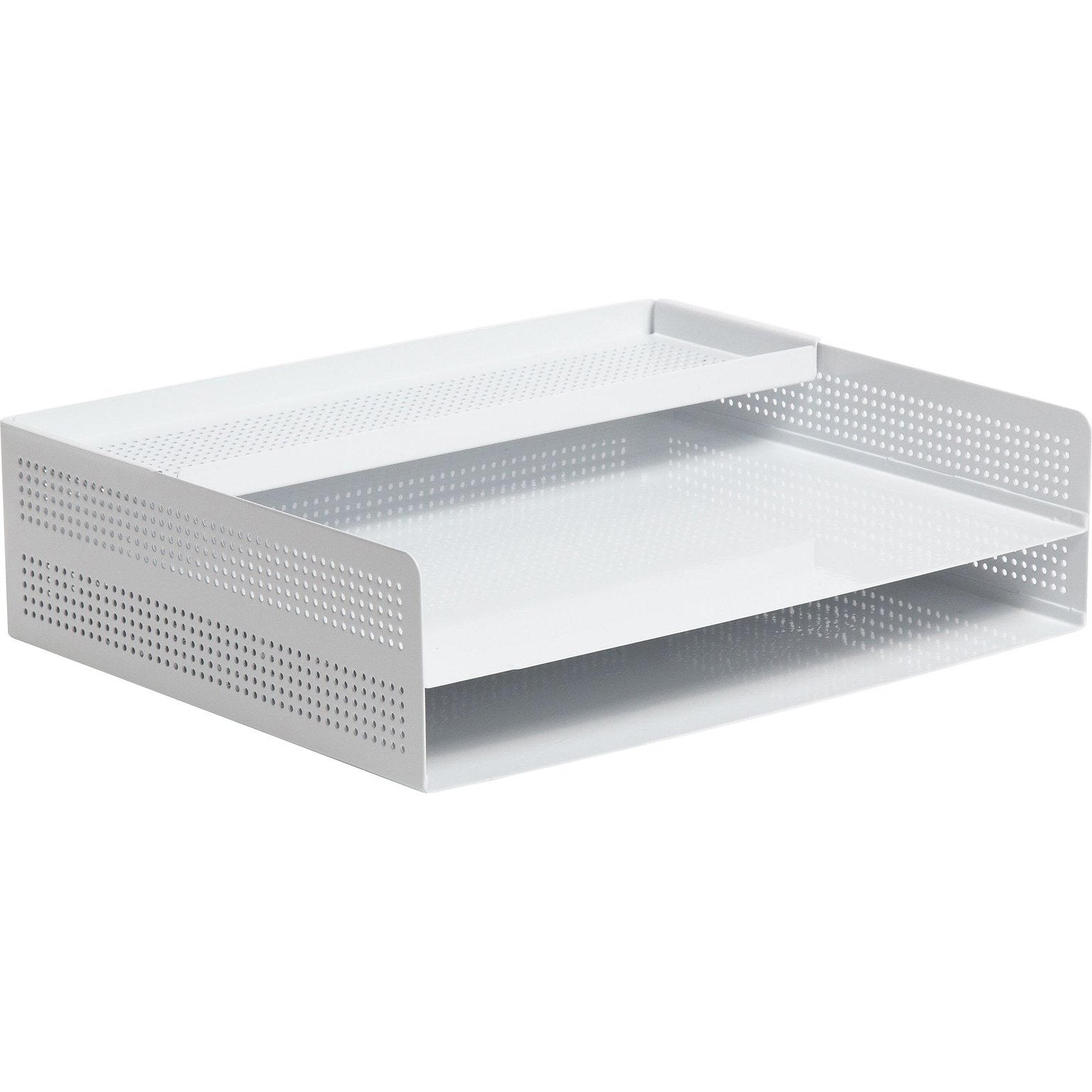 U Brands The Perforated Collection Metal Front Loading Letter Tray, Letter Size, White (5718U01-06)