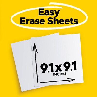 Post-it Easy Erase Plastic Adhesive Dry-Erase Whiteboard, 9.1 x 9.1, 2/Pack (FWS-Sheets-2PK)