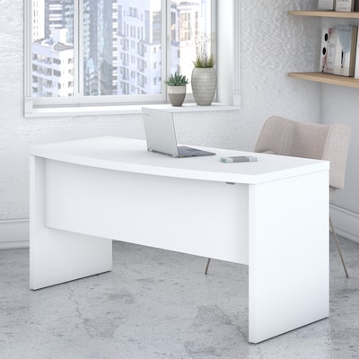 Bush Business Furniture Echo 60"W Bow Front Desk, Pure White (KI60105-03)