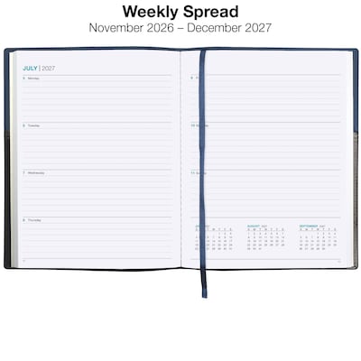 2027 Excello Brands 8" x 10" Weekly & Monthly Standard Planner, Paperboard Cover, Navy/Black (PKT-CY27-810-NV)