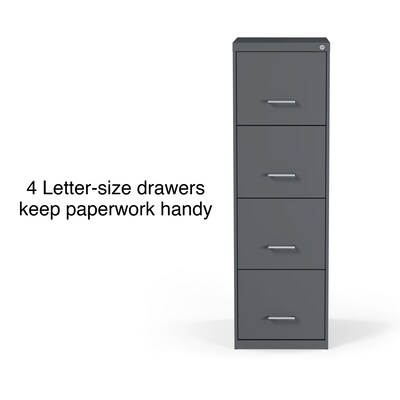 Quill Brand® 4-Drawer Vertical File Cabinet, Charcoal, Letter, 18 D (52148)
