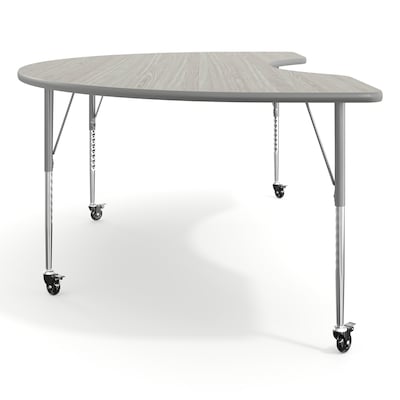Flash Furniture Wren Kidney Activity Table, 96" x 48", Height Adjustable, Light Gray Top/Silver Frame (XUA4896KDLGTAC)
