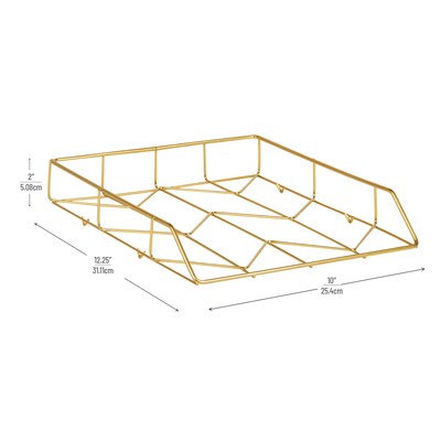 Mind Reader Metal Front Loading Letter Tray, Letter/Legal Size, Gold (PTRAY-GLD)