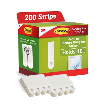Command Medium Hanging Strip, White, 200 Command Strips/Pack (17201CABPK-NA)