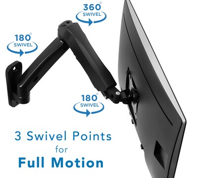 Mount-It! Height Adjustable Monitor Wall Mount Arm for 13" to 32" Monitors, Black (MI-765)