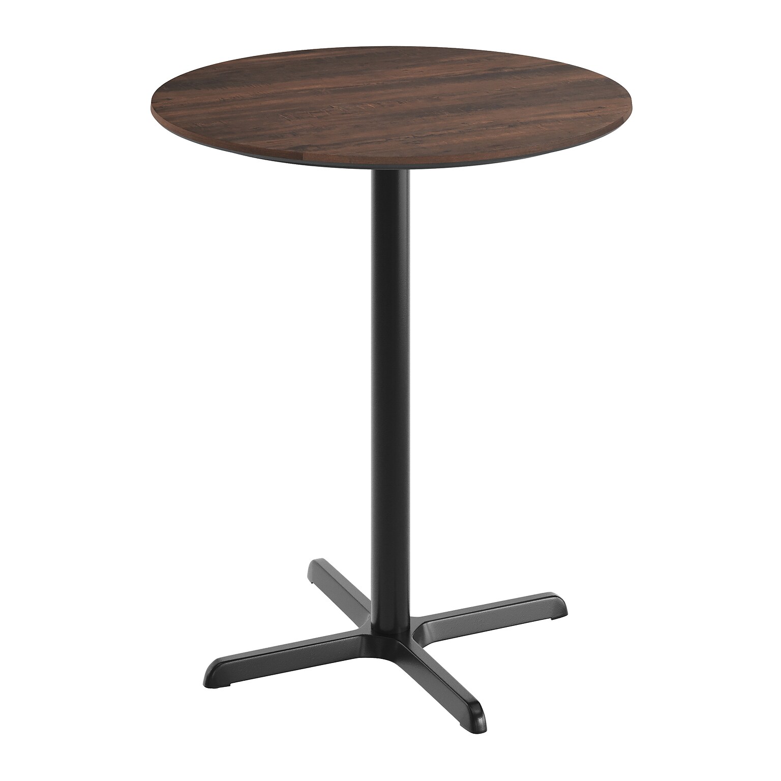 Flash Furniture Acadia 36 Round Wooden Dining Table with X-Base, Dark Brown/Black Base (STRD36WBRT3030B)