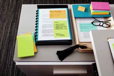 Post-it® Notes, 3" x 5", Poptimistic Collection, Lined, 100 Sheets/Pad, 5 Pads/Pack (635-5AN)