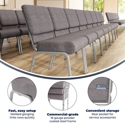 Flash Furniture HERCULES Series Fabric Stacking Church Chair, Gray/Silver Vein Frame (XUCH0221GYSV)