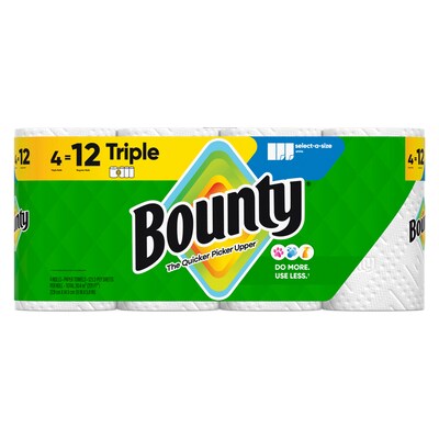 Bounty Select-A-Size Triple Roll Paper Towels, 2-Ply, 123 Sheets/Roll, 4 Rolls/Pack (06134)