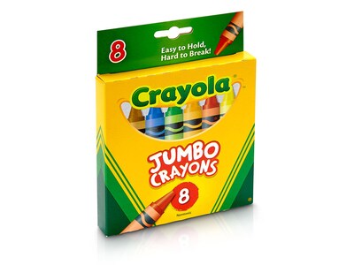 Crayola Jumbo Crayons, Assorted Colors, 8/Box, 24 Boxes/Carton (52-0389CT)