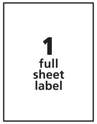 Avery Removable Laser ID Labels, 8-1/2" x 11", White, 1 Label/Sheet, 25 Sheets/Pack (6465)