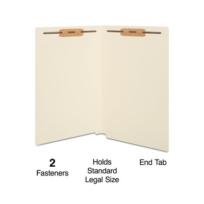 Staples® Moisture Resistant Reinforced End Tab Classification Folders, Legal Size, Manila, 150/Box (TR613399)