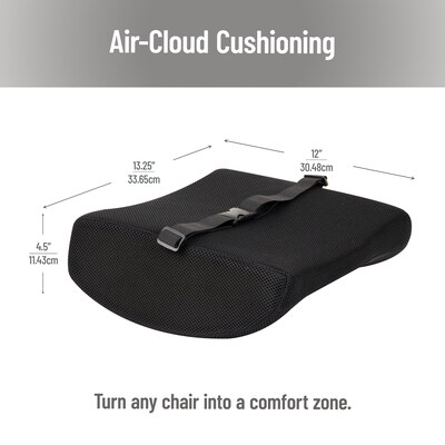 Mind Reader Memory Foam Lumbar Support Pillow with Air-Cloud Technology, Black (BACKSAM-BLK)