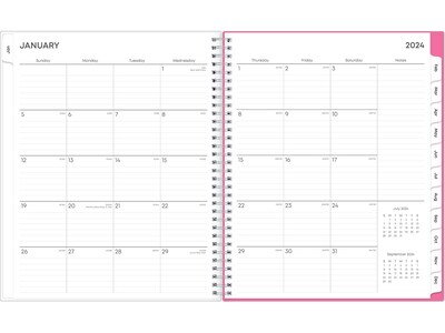 2025 Blue Sky Orchid 8.5" x 11" Weekly & Monthly Planner, Plastic Cover, White/Pink (137268-25)