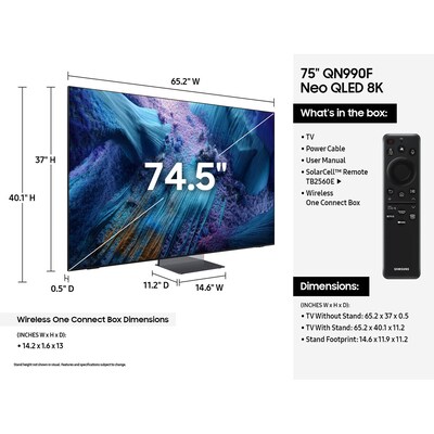 Samsung Neo QN990F 75" Smart QLED 8K UHD AI Enabled TV (QN75QN990FFXZA)