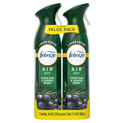 Febreze Air Mist Aerosol Air Freshener, White Pine & Juniper Berry Scent, 8.8 oz., 2/Pack (03208)