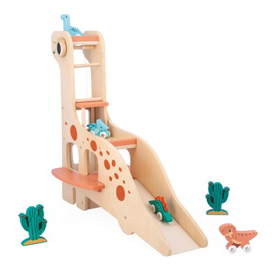 Janod Dinos Garage with Push-Along Dinosaurs, Multicolored (JND05835)