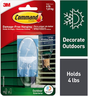 Command Outdoor Large Window Hook, Clear (17093CLR-AWES)