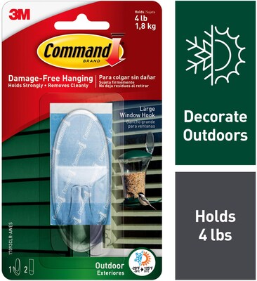 Command Outdoor Large Window Hook, Clear (17093CLR-AWES)