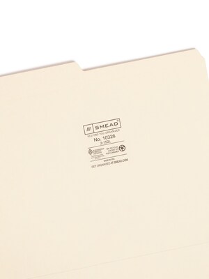 Smead File Folders, Reinforced 1/2-Cut Tab, Letter Size, Manila, 100/Box (10326)
