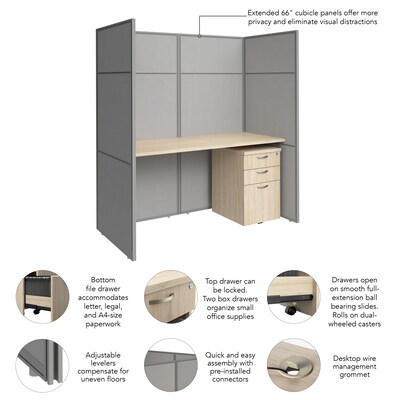Bush Business Furniture Easy Office 66"H x 61"W Cubicle Panel Workstation, Natural Elm (EODH26SNE-03K)