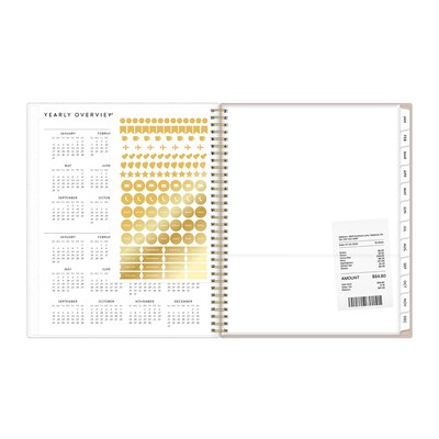 2027 Blue Sky Bespoke Letterpress Pears & Bluebirds 8.5" x 11" Calendar Year Weekly & Monthly Standard Planner, Plastic Cover