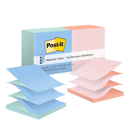 Post-it Pop-up Notes, 3 x 3, Beachside Café Collection, 90 Sheet/Pad, 12 Pads/Pack (R330UALT)