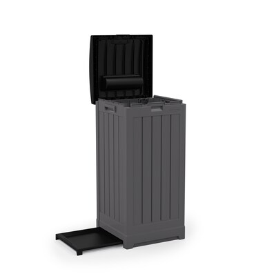 Suncast Resin Trash Can with Lid, 39 Gallon, Peppercorn and Black (GH3900)