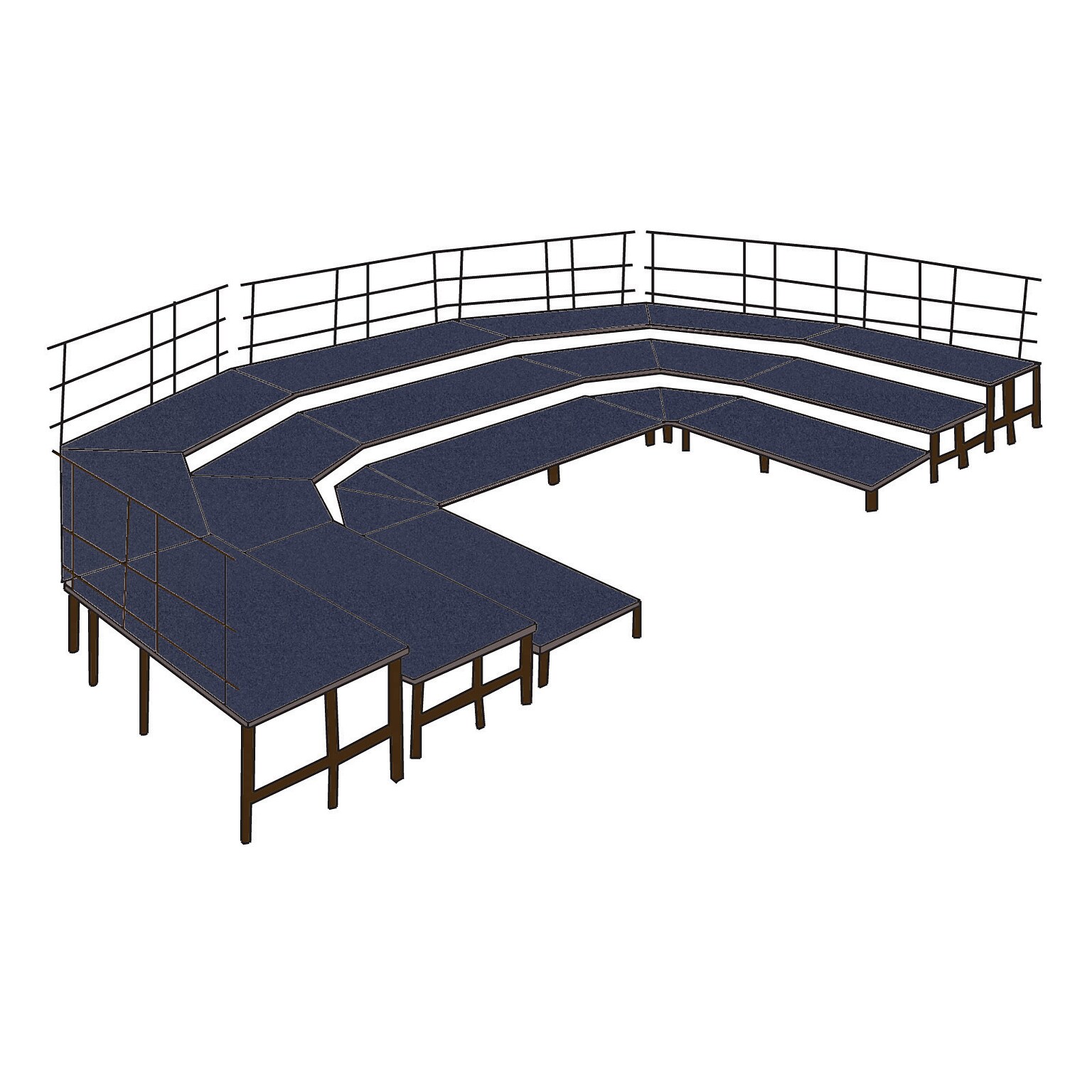 NPS 3-Level Seated Choral Riser Configuration, Blue Carpet (SCRC36C04)