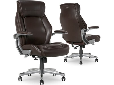 La-Z-Boy Meyer Ergonomic Bonded Leather Swivel Executive Chair, Brown (60082-BRN)