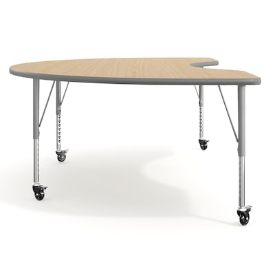 Flash Furniture Wren Kidney Activity Table, 72" x 48", Height Adjustable, Light Natural Top/Silver Frame (XUA4872KDLNTPC)