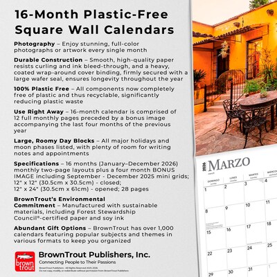 2026 BrownTrout Great Houses of Mexico 12" x 12" Monthly Wall Calendar (9798330703586)