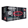 Ambitex® Disposable Exam Gloves, Nitrile, Small, Black, Powder-Free, 6mil, 100/Bx